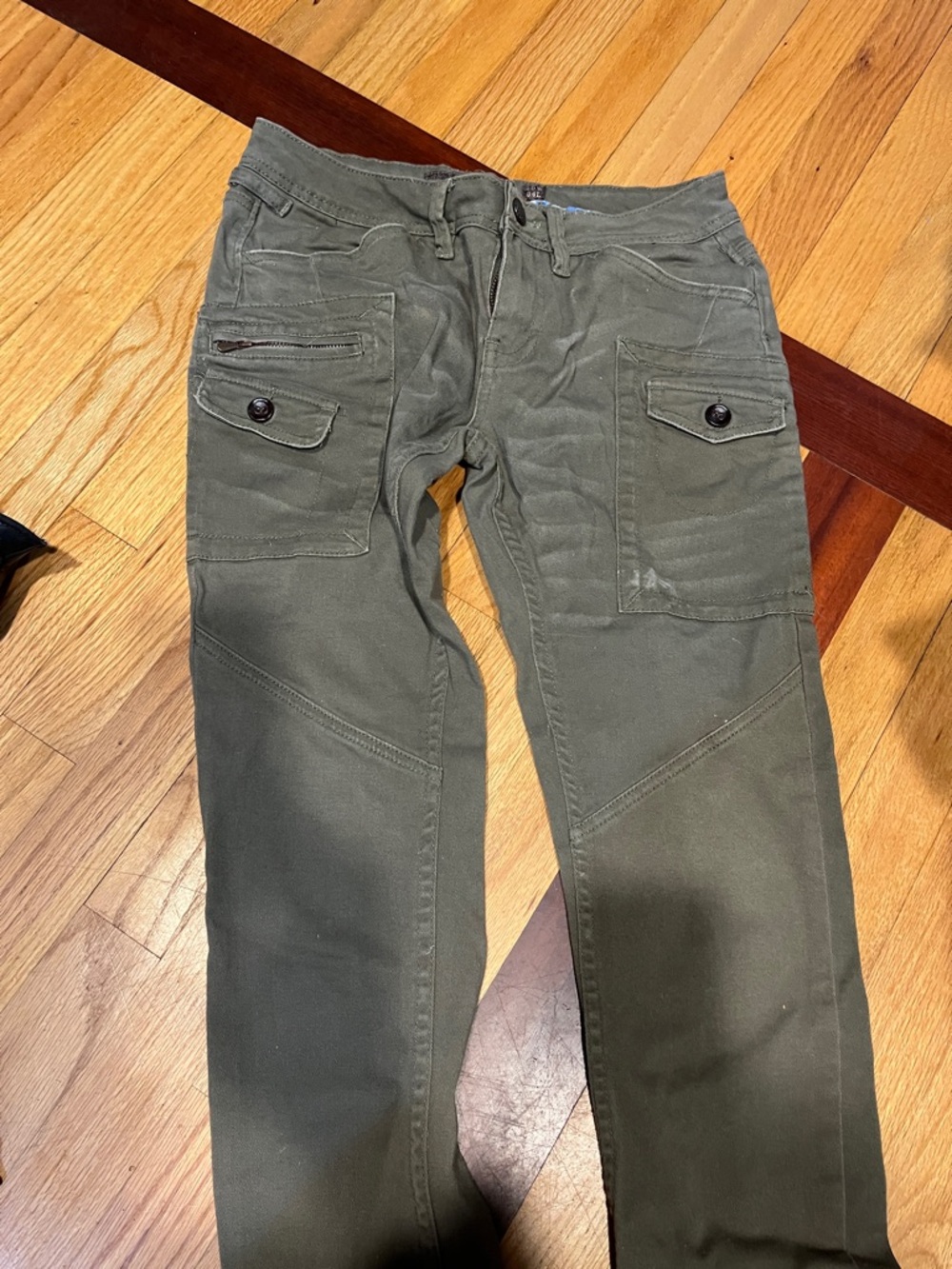 Slim Straight Olive Cargo Pants for Men